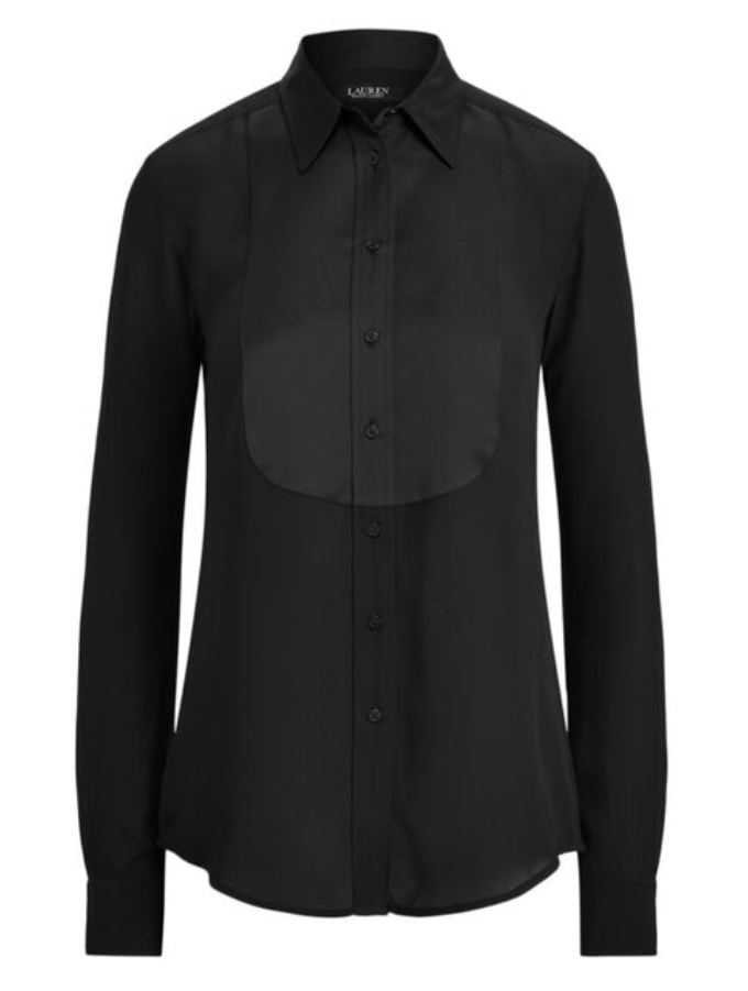 LAUREN RALPH LAUREN Plus-Size Bib-Front Georgette Shirt