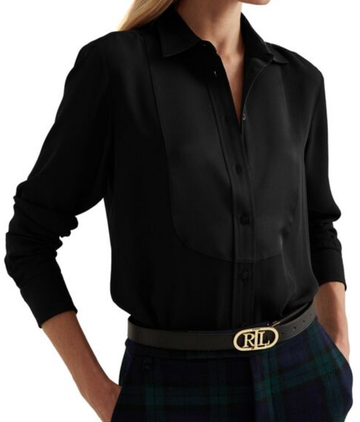 LAUREN RALPH LAUREN Plus-Size Bib-Front Georgette Shirt