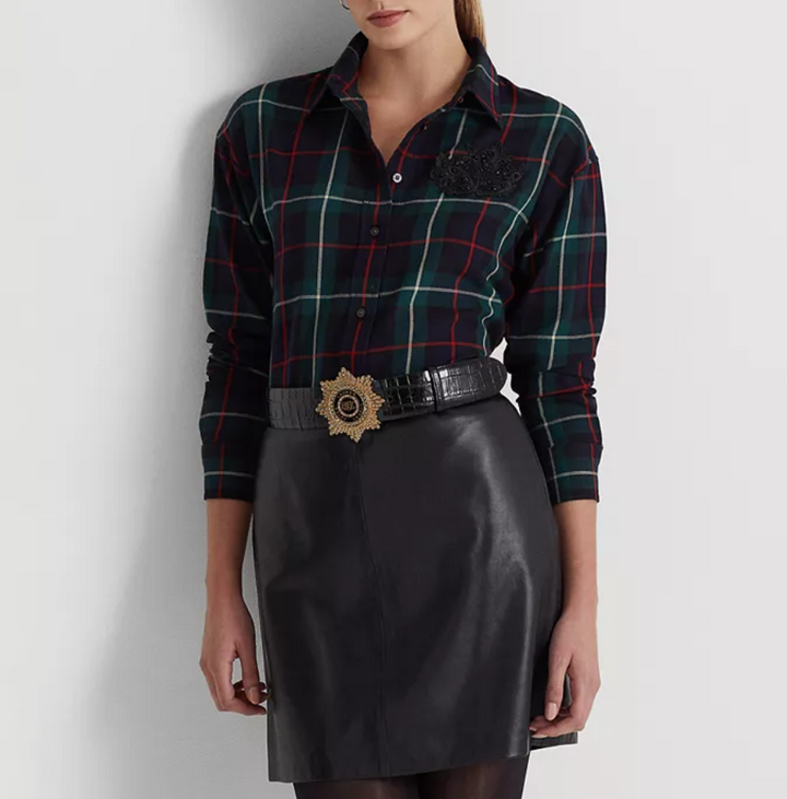 LAUREN RALPH LAUREN Bullion Patch Plaid Twill Shirt
