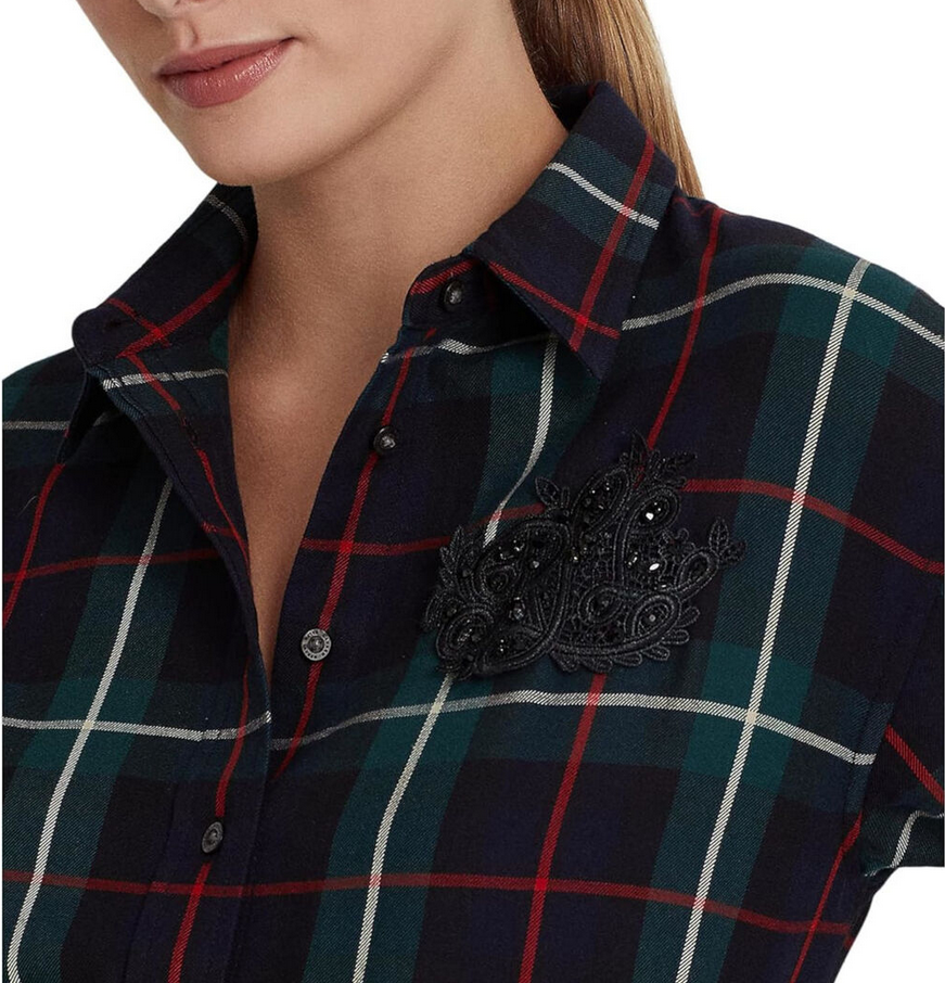 LAUREN RALPH LAUREN Bullion Patch Plaid Twill Shirt