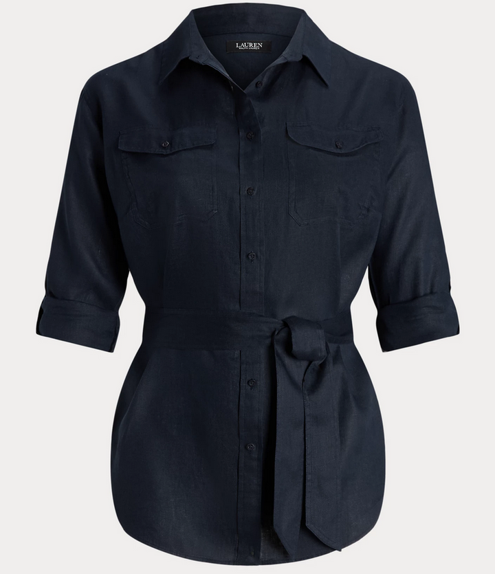 LAUREN RALPH LAUREN Plus Size Belted Linen Shirt