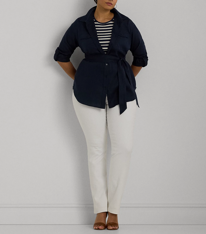 LAUREN RALPH LAUREN Plus Size Belted Linen Shirt