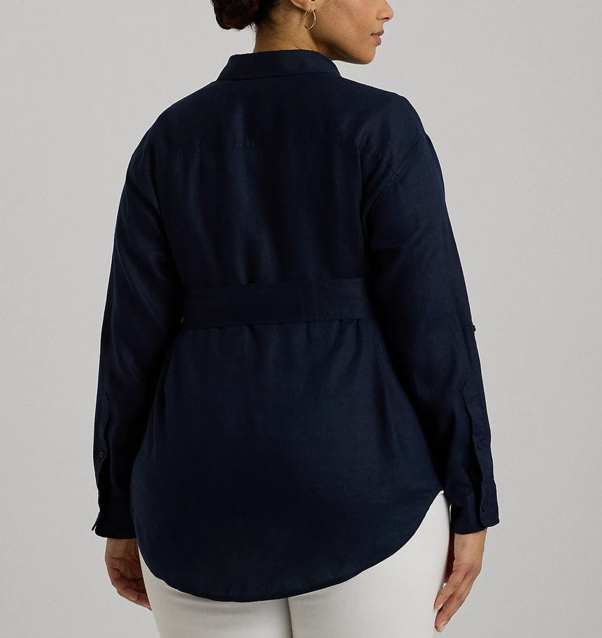 LAUREN RALPH LAUREN Plus Size Belted Linen Shirt