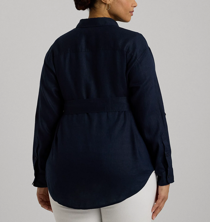 LAUREN RALPH LAUREN Plus Size Belted Linen Shirt