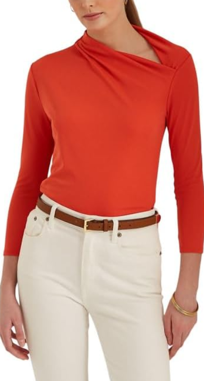 Lauren Ralph Lauren Asymmetrical Mockneck Top