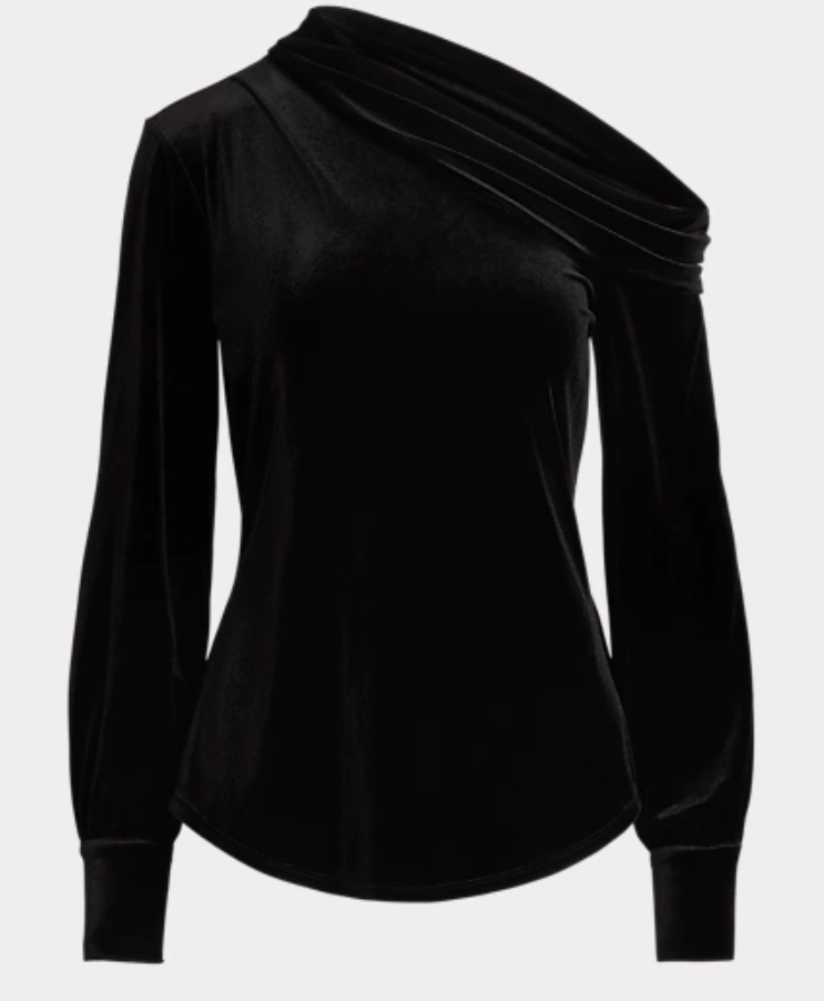 LAUREN RALPH LAUREN One-Shoulder Velvet Top