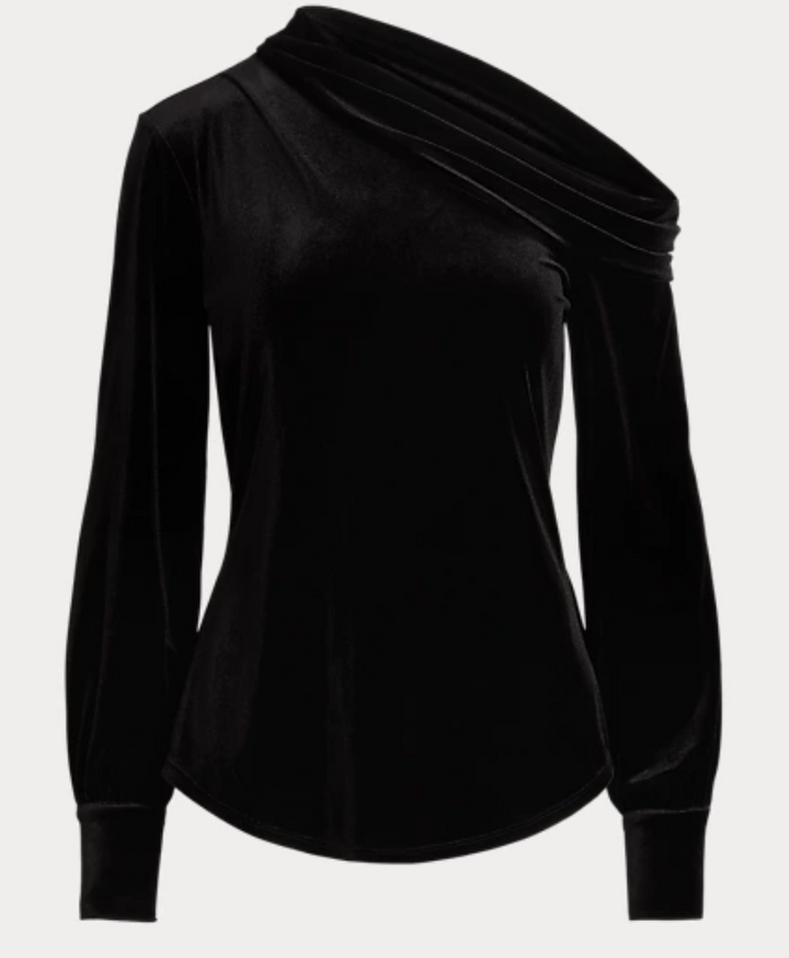 LAUREN RALPH LAUREN One-Shoulder Velvet Top