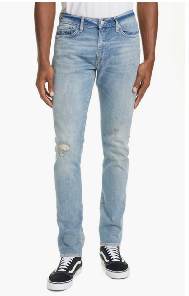 OVADIA MEN Skinny Fit Paint Splatter Jeans