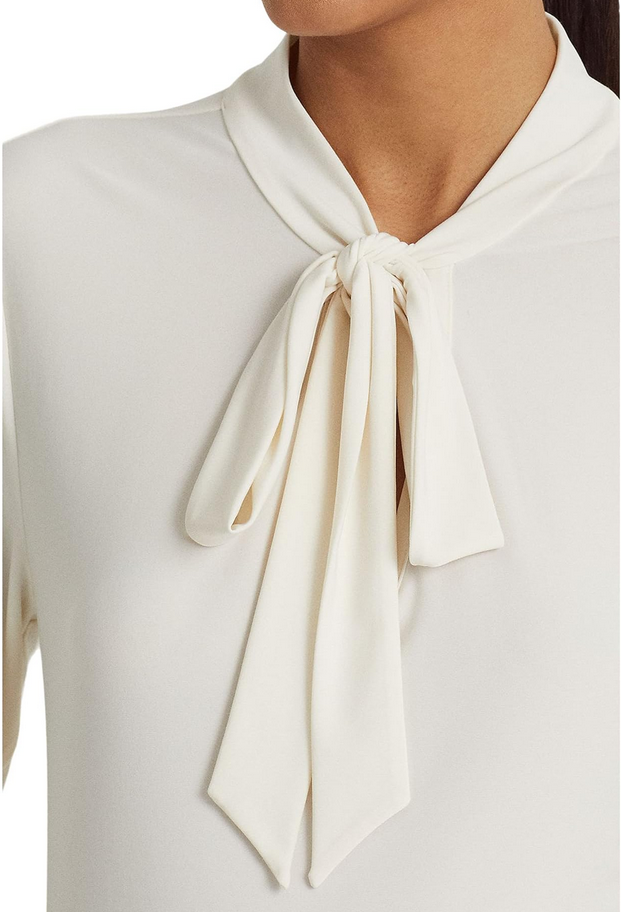 LAUREN RALPH LAUREN Tie-Neck Stretch Jersey Top