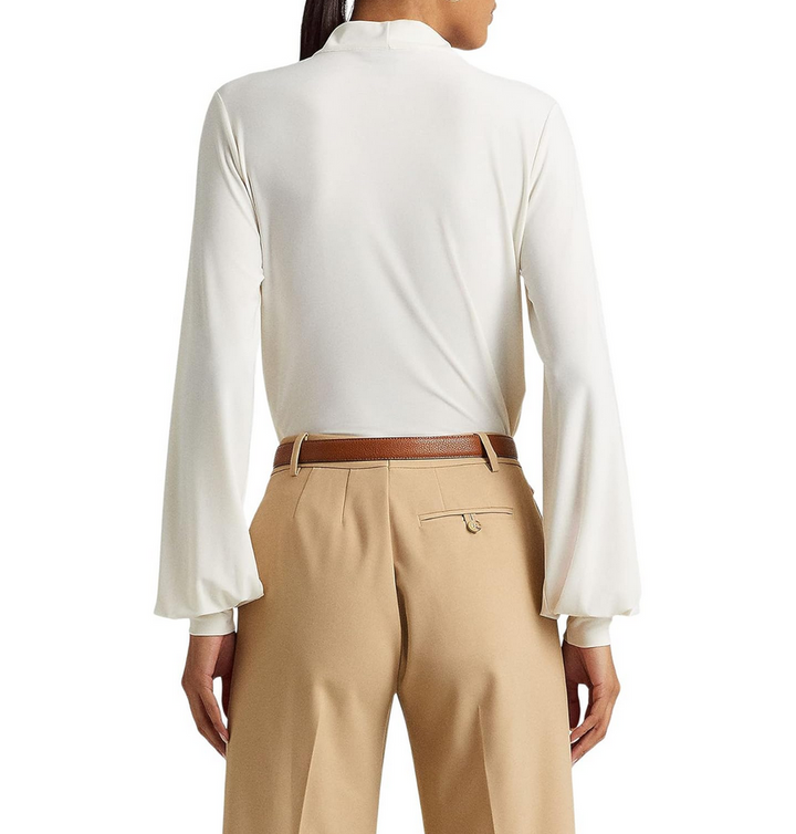 LAUREN RALPH LAUREN Tie-Neck Stretch Jersey Top