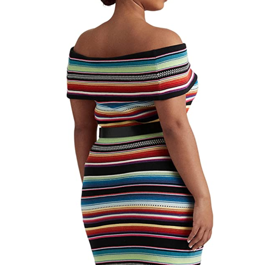 LAUREN RALPH LAUREN Plus Size Striped Off-Shoulder Sweater