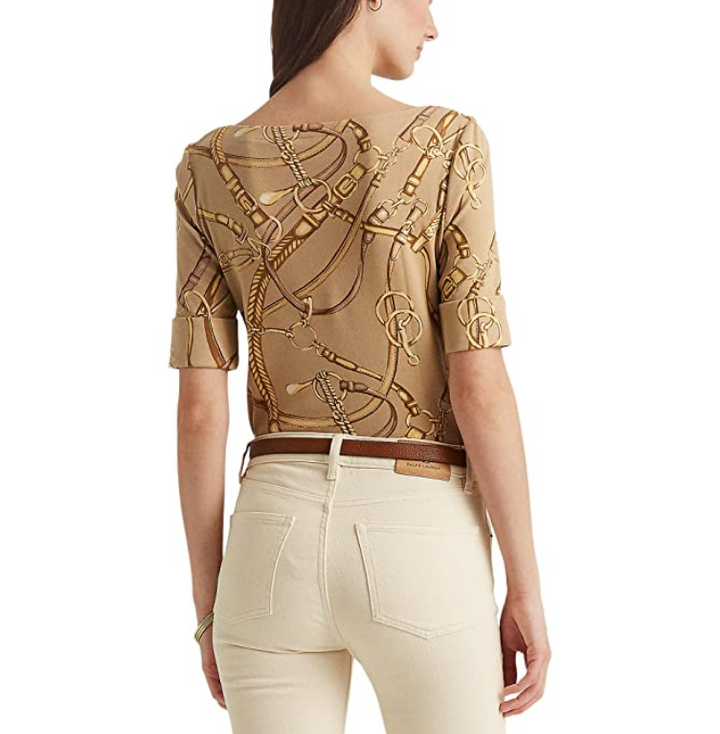 LAUREN Ralph Lauren Equestrian-Print Boatneck Top