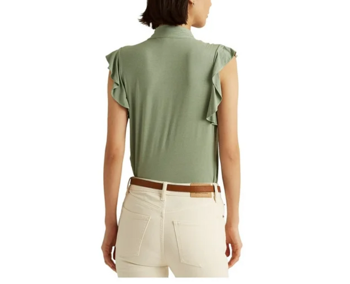 LAUREN Ralph Lauren Ruffle-Sleeve Tie Neck Top