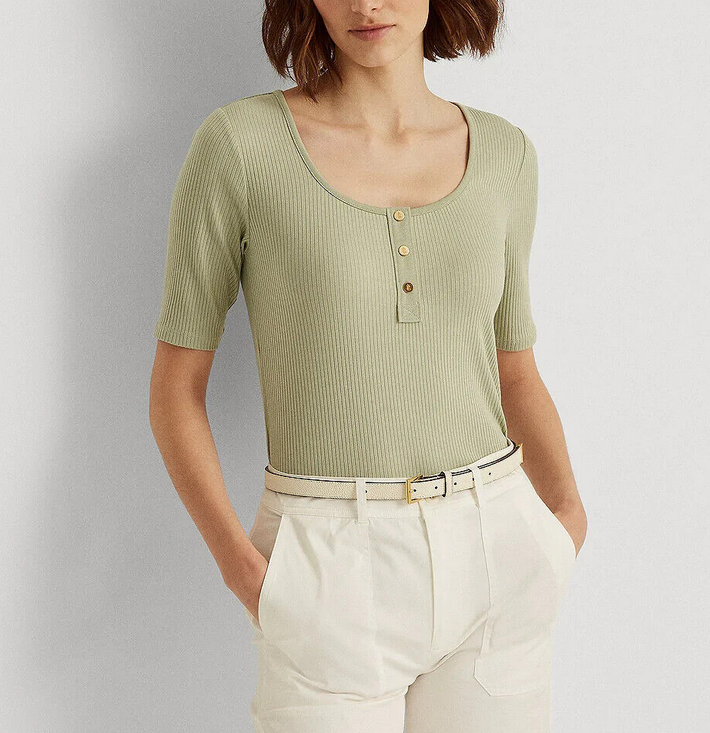 LAUREN RALPH LAUREN Elbow-Sleeve Henley Top