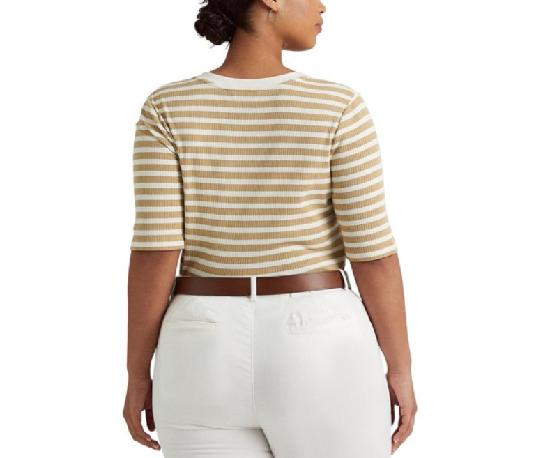 Ralph Lauren Striped Cotton Blend Henley Tee