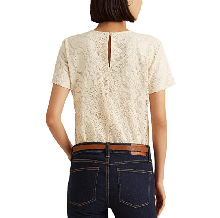 Lauren Ralph Lauren Patchwork Lace Short-Sleeve Blouse