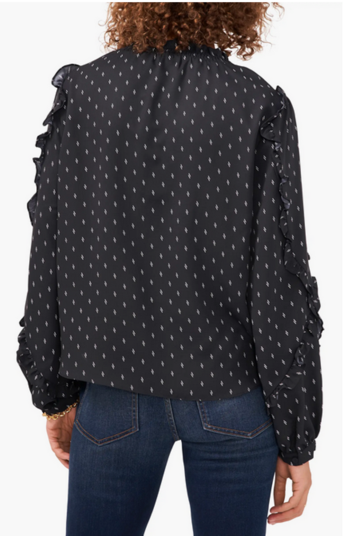 Vince Camuto Printed Ruffled Blouse