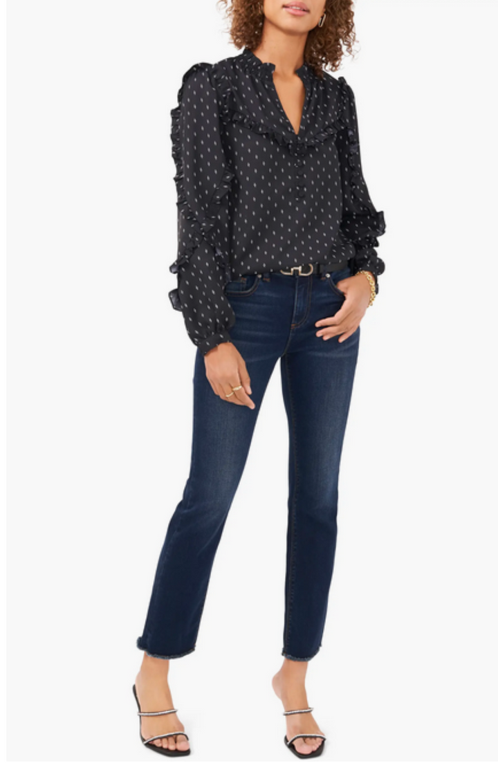 Vince Camuto Printed Ruffled Blouse