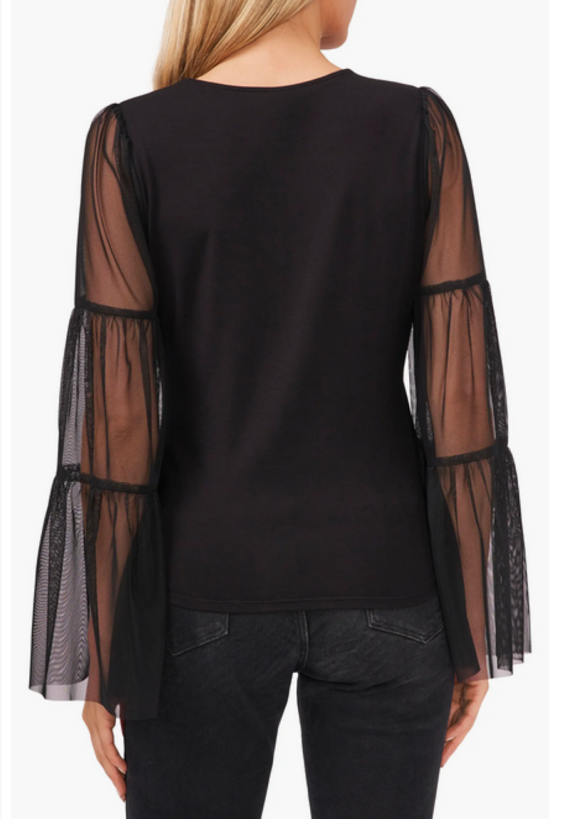 VINCE CAMUTO Mix Media Tiered Sleeve Top