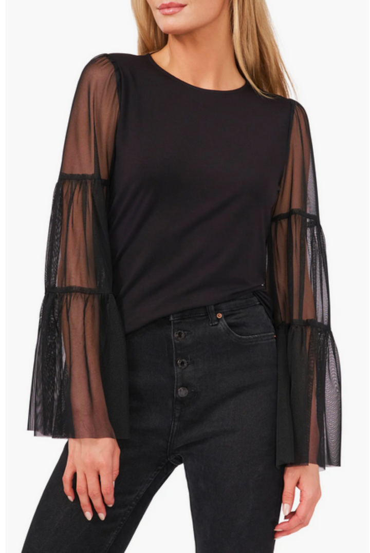 VINCE CAMUTO Mix Media Tiered Sleeve Top