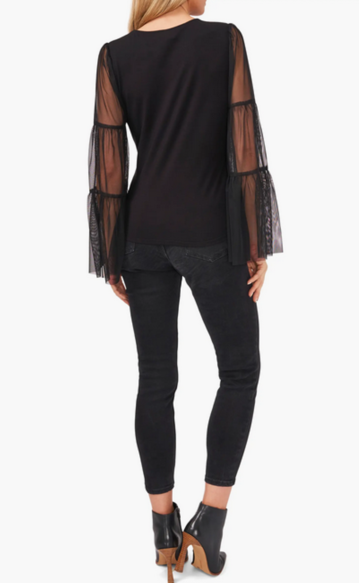 VINCE CAMUTO Mix Media Tiered Sleeve Top