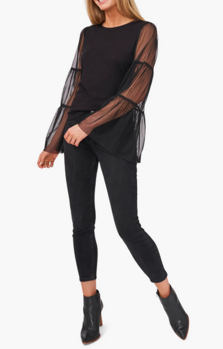 VINCE CAMUTO Mix Media Tiered Sleeve Top