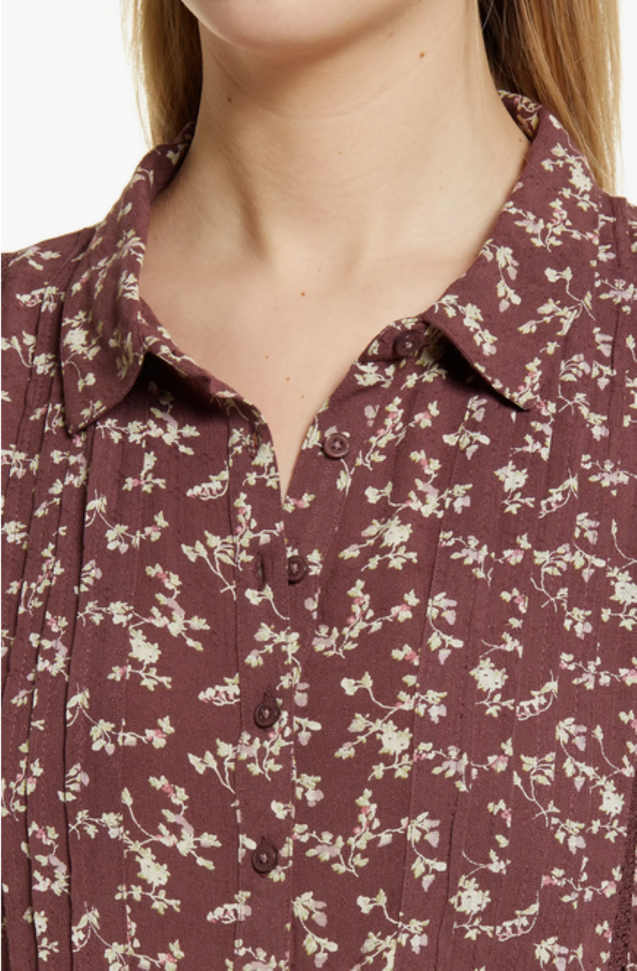 Lucky Brand Floral-Print Pleated Top