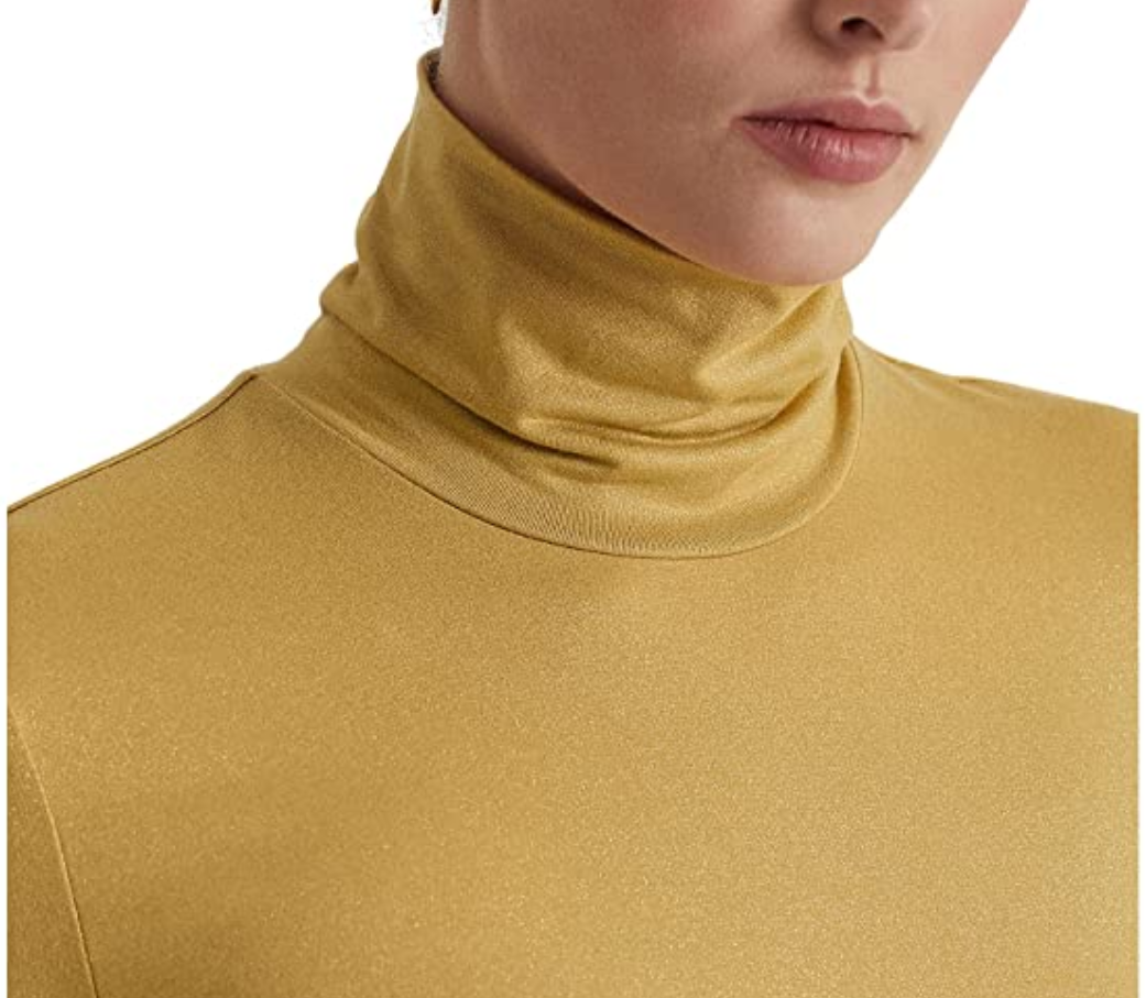 LAUREN RALPH LAUREN Metallic Stretch Jersey Turtleneck