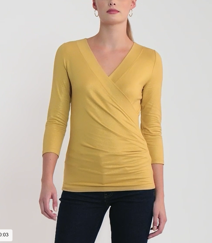 LAUREN RALPH LAUREN Surplice Foil-Print Stretch Jersey Top