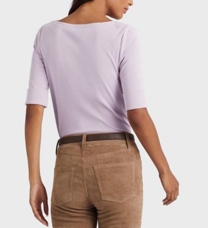 LAUREN RALPH LAUREN Stretch Cotton Boatneck T-Shirt