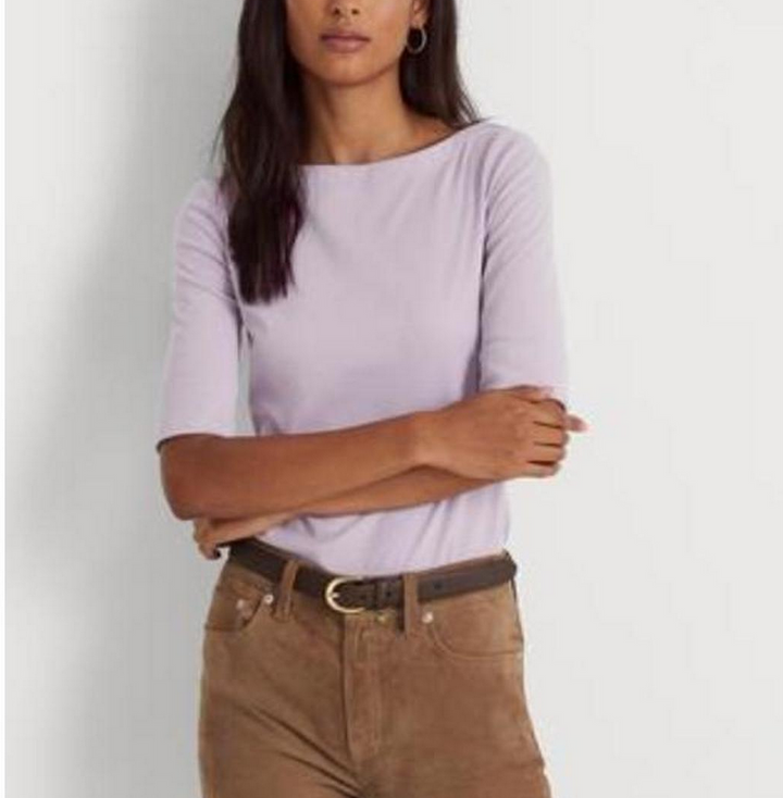 LAUREN RALPH LAUREN Stretch Cotton Boatneck T-Shirt