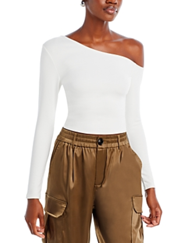 FORE Asymmetric Shoulder Long Sleeve Top
