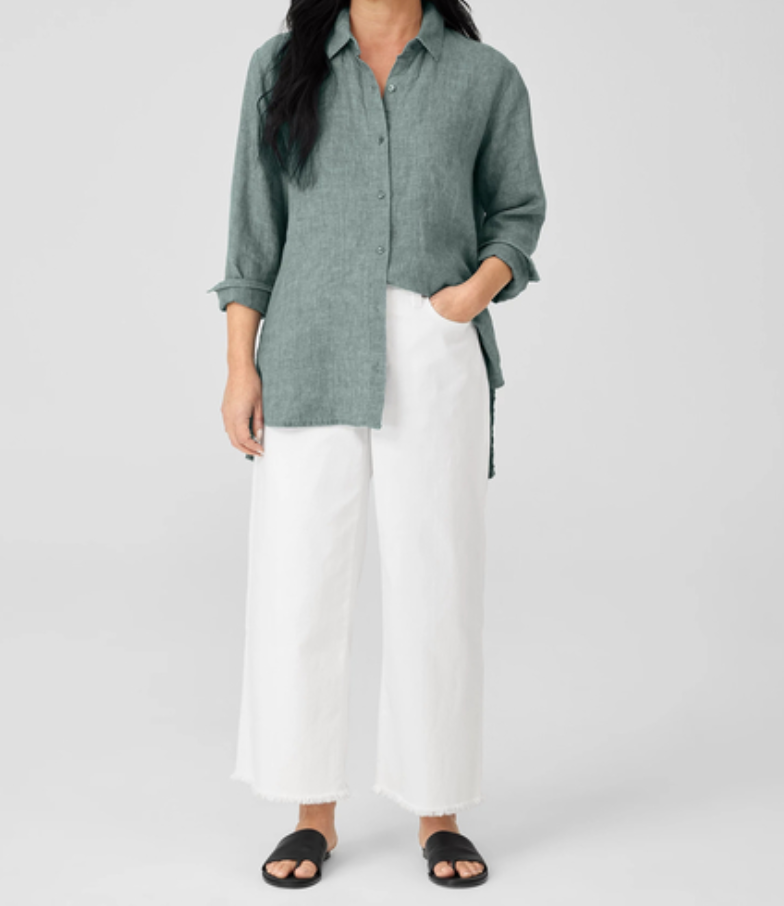 Eileen Fisher High Rise Cropped Wide Leg Jeans