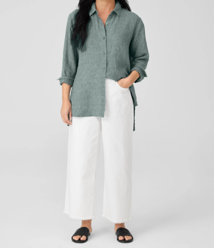 Eileen Fisher High Rise Cropped Wide Leg Jeans