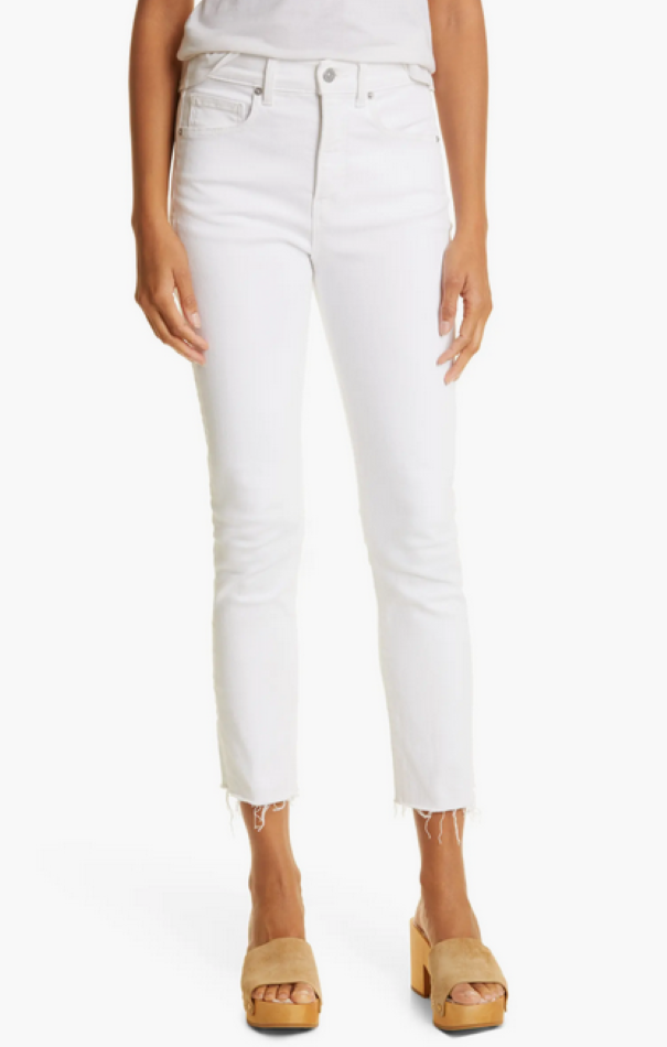 Veronica Beard Jean Carly High Rise Cropped Raw Hem Kick Flare Jeans