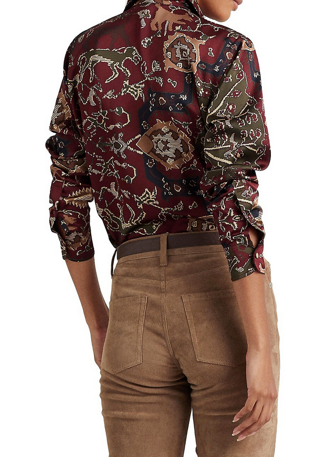 Lauren Ralph Lauren Charmeuse Straight-Fit Long-Sleeve Shirt