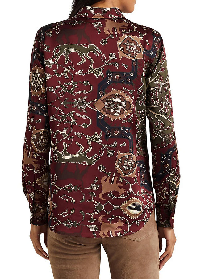 Lauren Ralph Lauren Charmeuse Straight-Fit Long-Sleeve Shirt