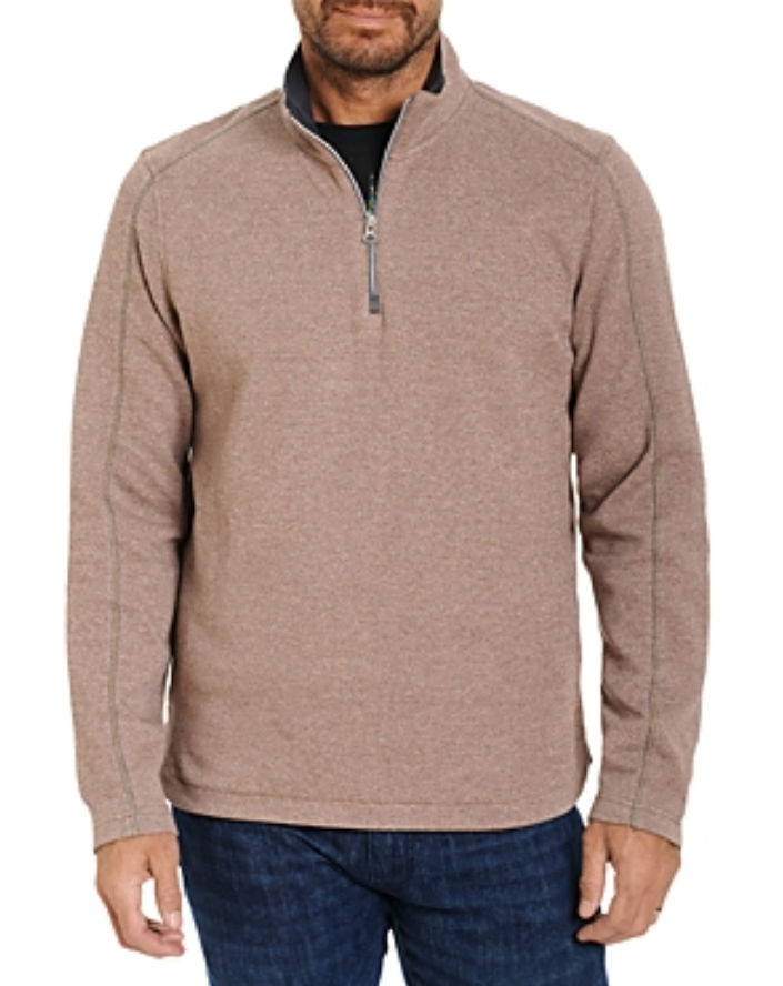 Robert Graham MEN Lindell Cotton Blend Quarter Zip Mock Neck Sweatshirt