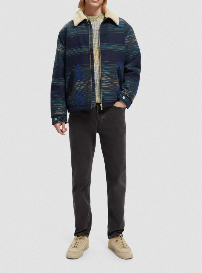 Scotch & Soda Teddy Trimmed Jacquard Bomber Jacket