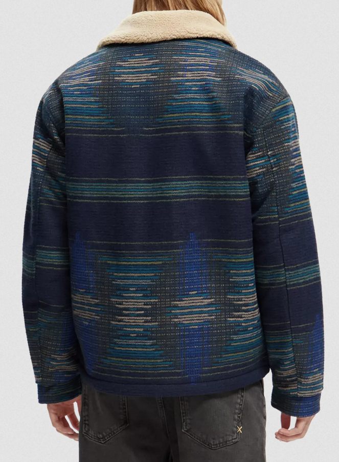 Scotch & Soda Teddy Trimmed Jacquard Bomber Jacket