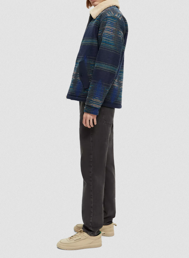 Scotch & Soda Teddy Trimmed Jacquard Bomber Jacket