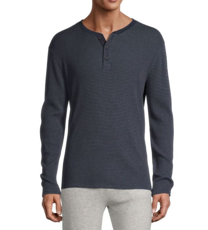 Vince Striped Thermal Long Sleeve Henley