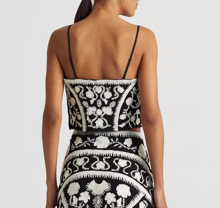 LAUREN RALPH LAUREN Embroidered Cropped Sleeveless Top