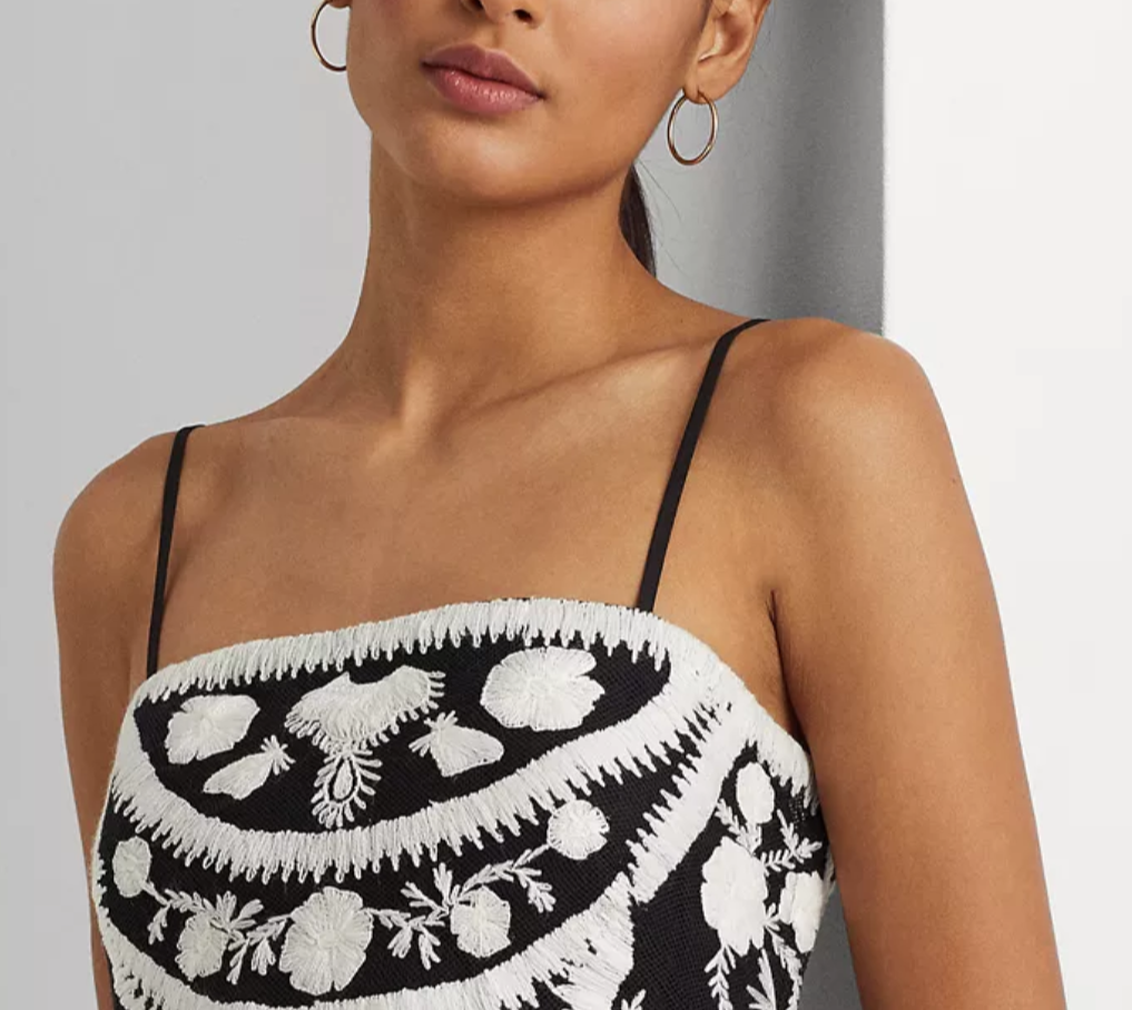 LAUREN RALPH LAUREN Embroidered Cropped Sleeveless Top