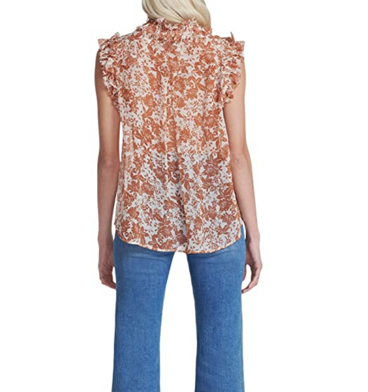 7 For All Mankind Floral Print Ruffle Top