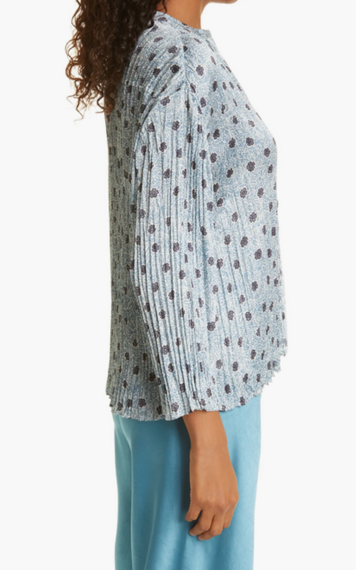 Vince Camellia Printed Pleated Blouse