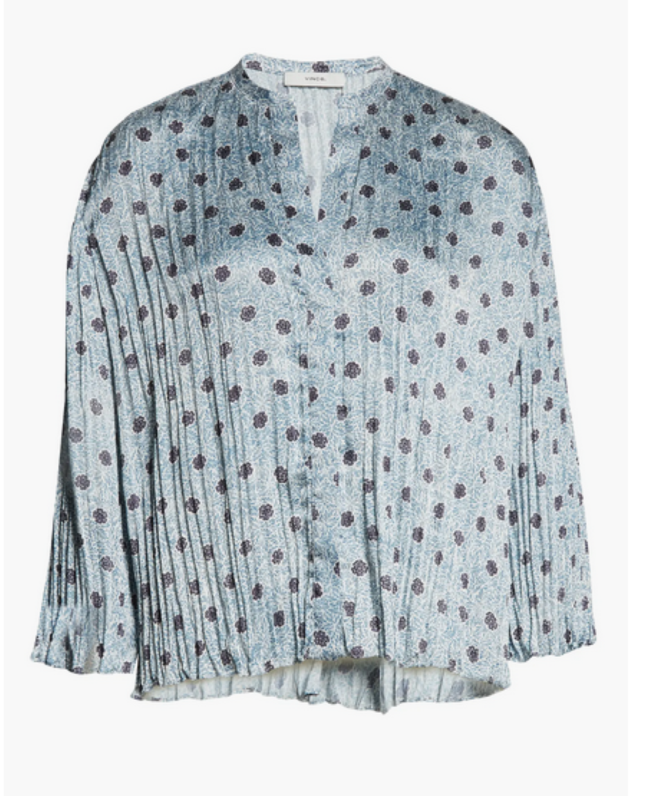 Vince Camellia Printed Pleated Blouse