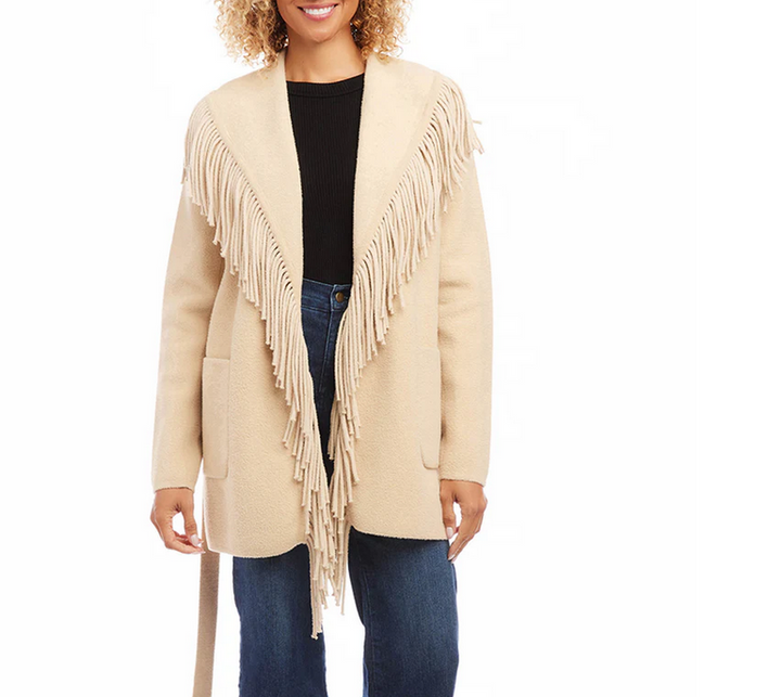 Karen Kane Belted Fringe Jacket