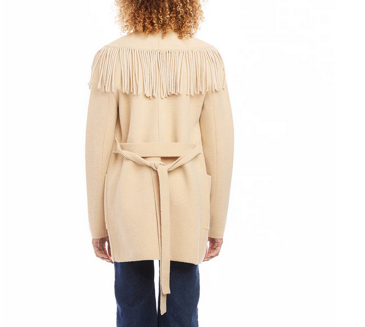 Karen Kane Belted Fringe Jacket