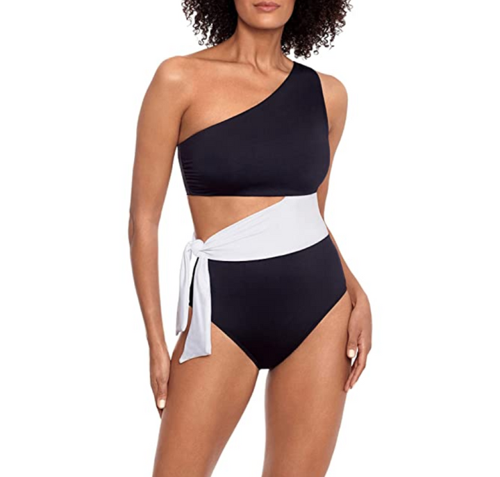 LAUREN RALPH LAUREN Bel Air Cutout One-Shoulder One-Piece Swimsuit